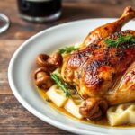 Coq au vin with earthy mushrooms, a symphony of flavors.