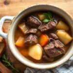 Hearty pot-au-feu, a comforting French stew, embodies classic French cuisine.