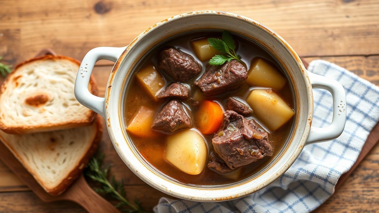Hearty pot-au-feu, a comforting French stew, embodies classic French cuisine.