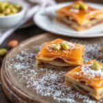Golden Turkish pistachio baklava, a sweet emerald jewel of the Ottoman kitchen.