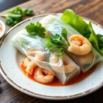 Fresh Vietnamese shrimp spring rolls, bursting with summer flavor.