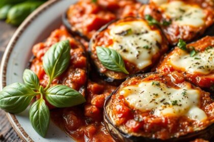 Golden, layered eggplant parmesan, revealing authentic Italian flavors beyond the sauce.