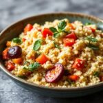Moroccan couscous dish, a vibrant seven-vegetable symphony.