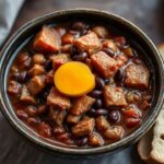 Rich, dark feijoada, a hearty Brazilian stew, simmered with soul.