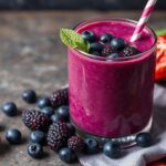 Vibrant acai smoothie artfully crafted for ultimate flavor and function.