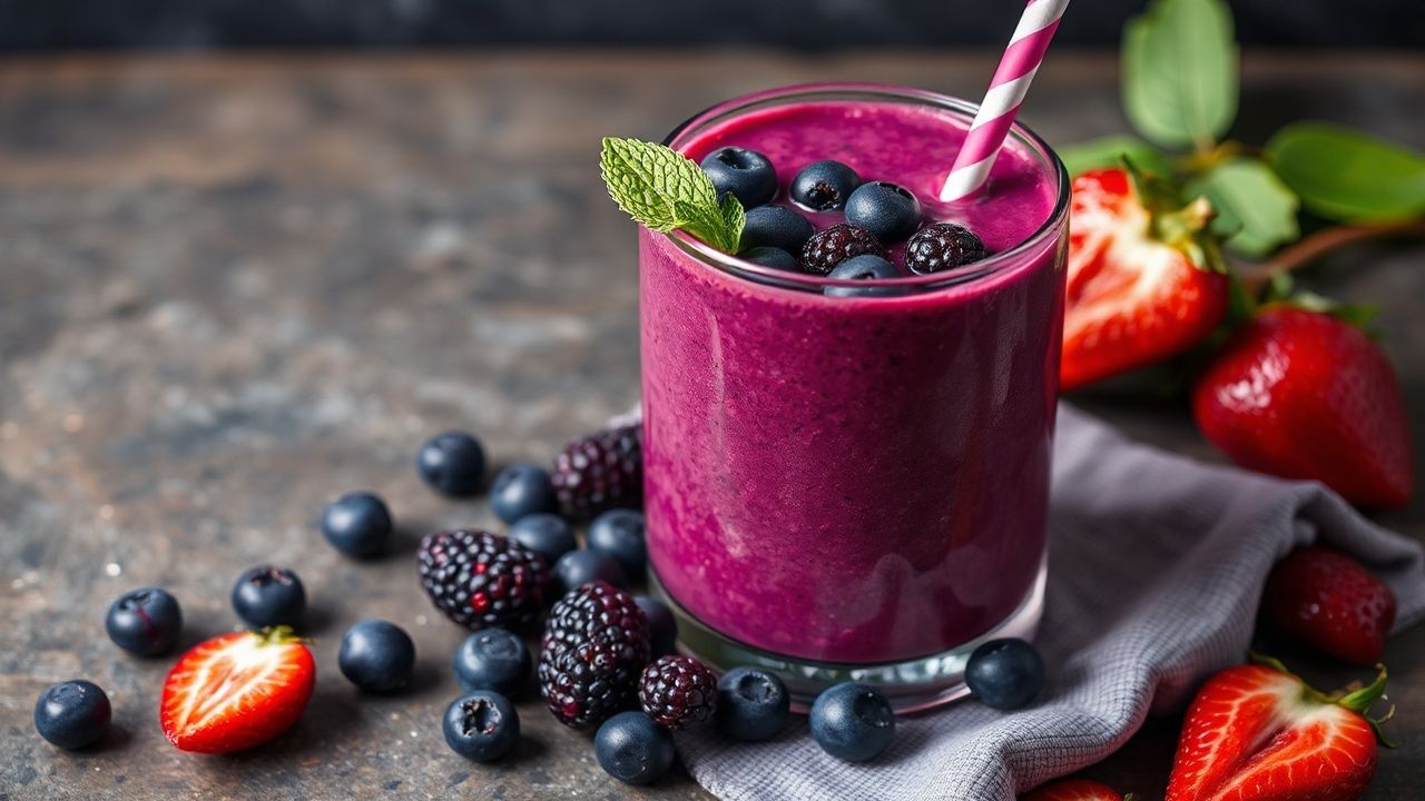 Vibrant acai smoothie artfully crafted for ultimate flavor and function.
