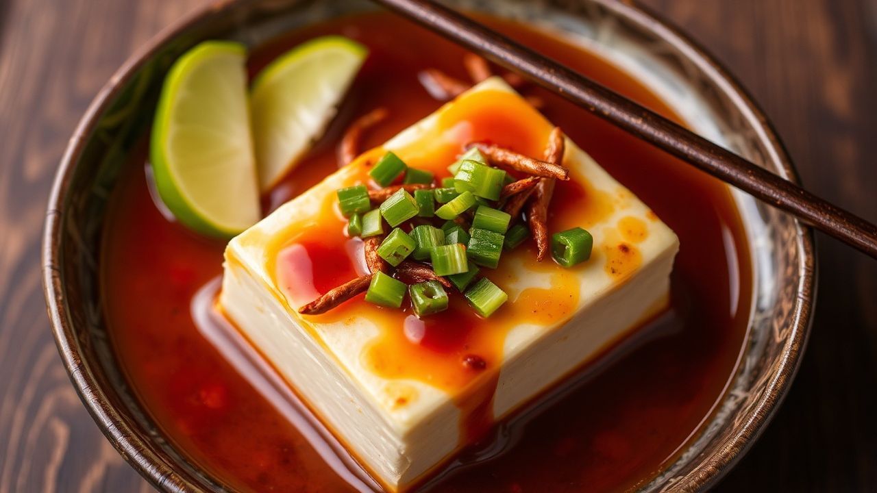 Spicy Japanese Mapo tofu, a vibrant, steaming dish.