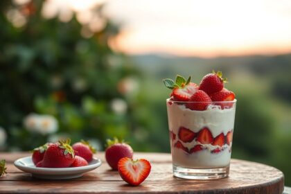 Sumptuous Strawberry Tiramisu layered with fresh berries and cream.