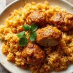 Savory Jollof Rice with chicken, a vibrant West African culinary masterpiece.