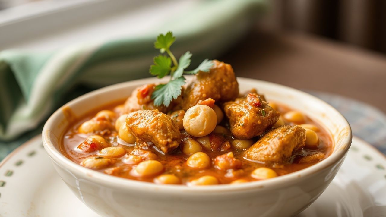 Rich West African peanut stew in a bowl, a culinary passport.