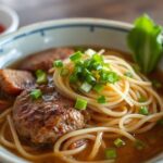 Grilled pork patties and noodles for delicious Bun Cha.
