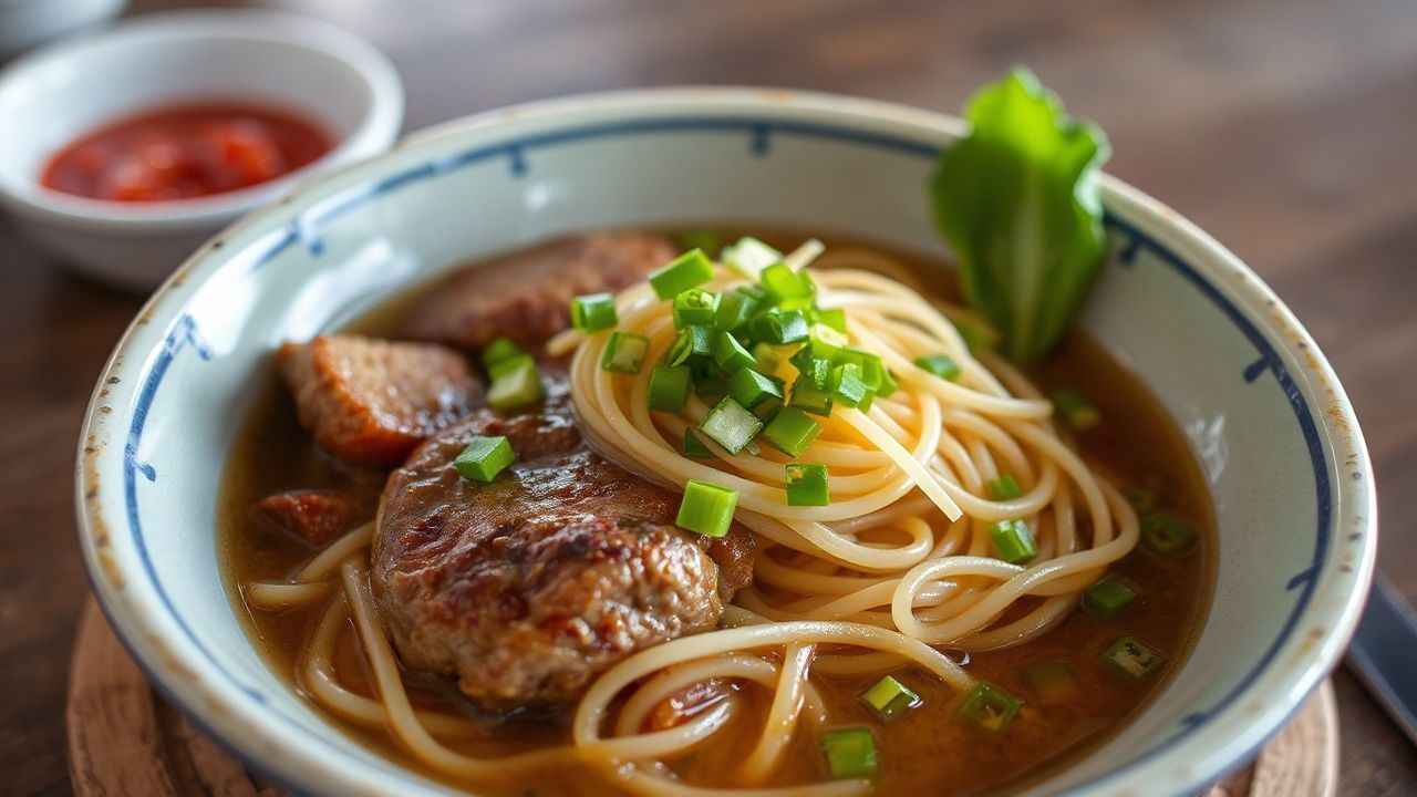 Grilled pork patties and noodles for delicious Bun Cha.