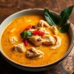 Vibrant bowl of Laksa soup, rich with Southeast Asian flavors.