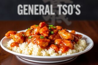 Crispy General Tso's chicken, elevated beyond takeout, glistening with sauce.