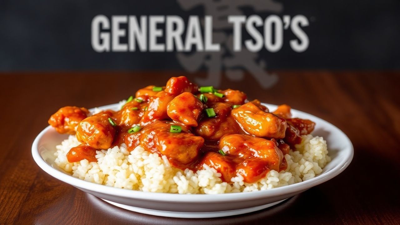 Crispy General Tso's chicken, elevated beyond takeout, glistening with sauce.