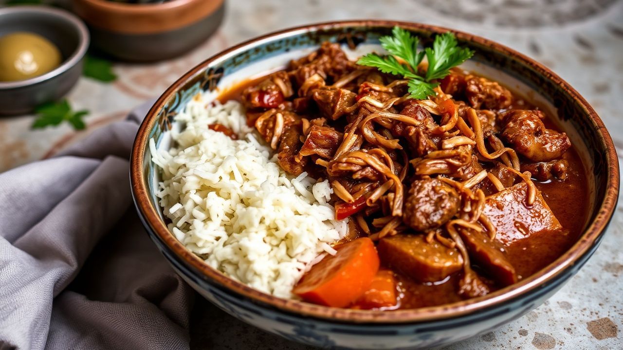 Shredded Ropa Vieja, a vibrant Cuban dish, embodying the soul of cuisine.