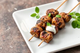 Juicy lamb kofta kebabs, grilled with cooling mint yogurt sauce.