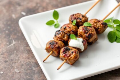 Juicy lamb kofta kebabs, grilled with cooling mint yogurt sauce.