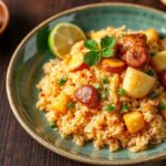 Authentic Thai pineapple fried rice with chicken, vibrant and flavorful.
