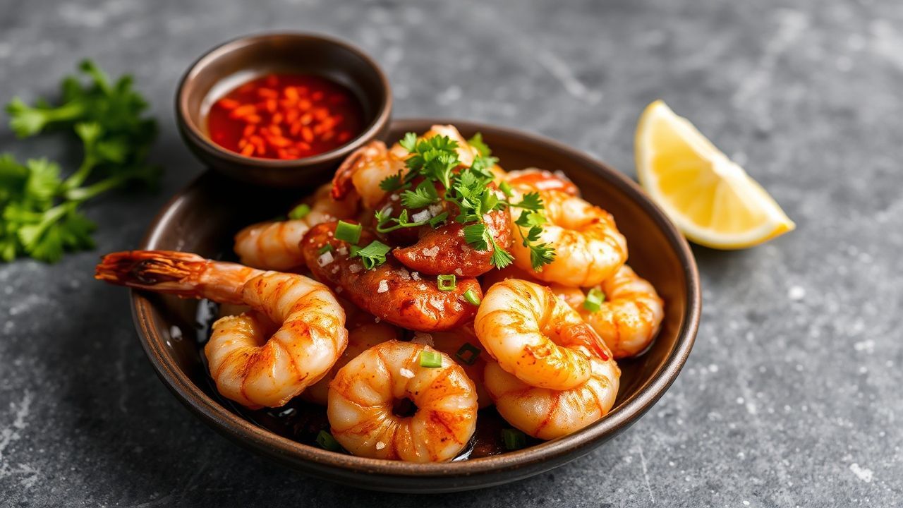 Sizzling salt and pepper shrimp, a Chinese culinary delight.