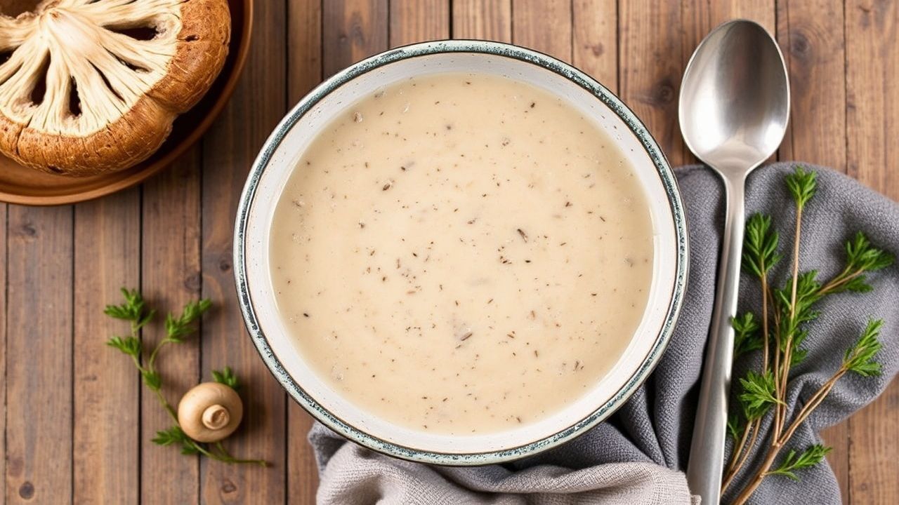Homemade cream of mushroom soup, a culinary revelation.