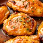 Simple baked honey garlic chicken thighs recipe.