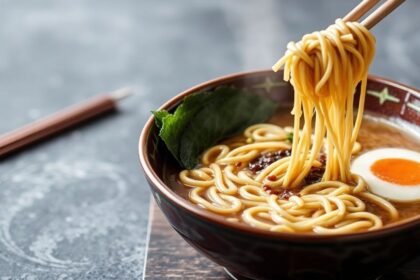 Authentic shoyu ramen broth simmering, a guide to home preparation.
