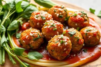 Amazing spinach garlic meatballs in 20 minutes.