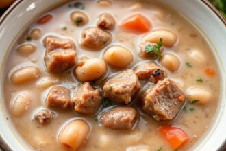 Comforting ground beef white bean soup, a savory comfort food recipe.