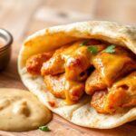Delicious chicken shawarma with creamy garlic sauce, bursting with authentic flavor.