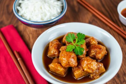 Tender Filipino chicken adobo, a flavorful dish to amaze your taste buds.