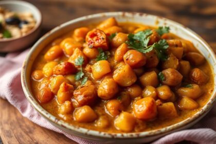 Warm Potato Garbanzo curry, comforting and soul-warming.