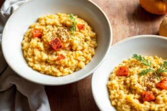 Butternut squash risotto with fennel, a vibrant autumn dish.