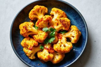 Roasted curry cauliflower, bursting with vibrant flavor.
