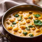 Hearty chickpea curry with spinach, vibrant and flavorful.