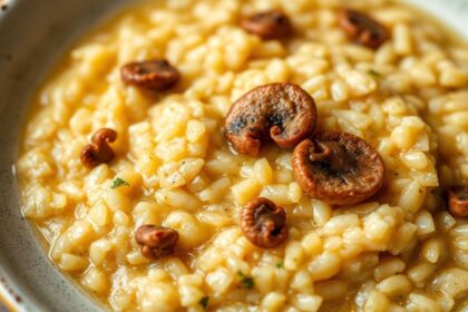 Creamy vegan mushroom risotto perfection, dairy-free.
