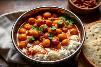 Vibrant Chana Masala dish with aromatic spices, a culinary journey.