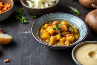Hearty vegetable curry with tender potatoes, showcasing the humble potato's flavor.