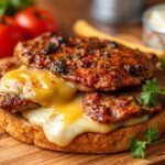 Juicy chicken steak and cheese, a culinary masterpiece.