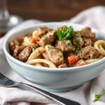 Creamy Stroganoff recipe, rich and flavorful, without the wine.
