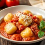 Homemade gnocchi with sun-kissed tomato sauce, a delicious culinary adventure.