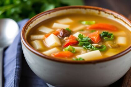 Hearty vegetable soup simmering, promising depth beyond boiled ingredients.