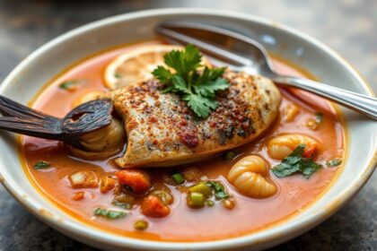 Delicious moqueca, a vibrant Brazilian fish stew, bursting with flavor.
