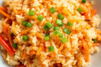 Vibrant kimchi fried rice, a delicious leftover transformation.