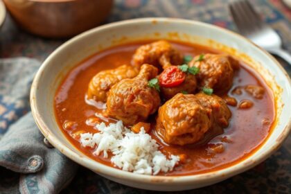 Spicy Doro Wat, Ethiopia's iconic chicken stew, bubbling in a traditional clay pot.