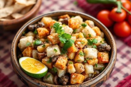 Vibrant Zaalouk, a flavorful Moroccan eggplant salad, ready to be enjoyed.
