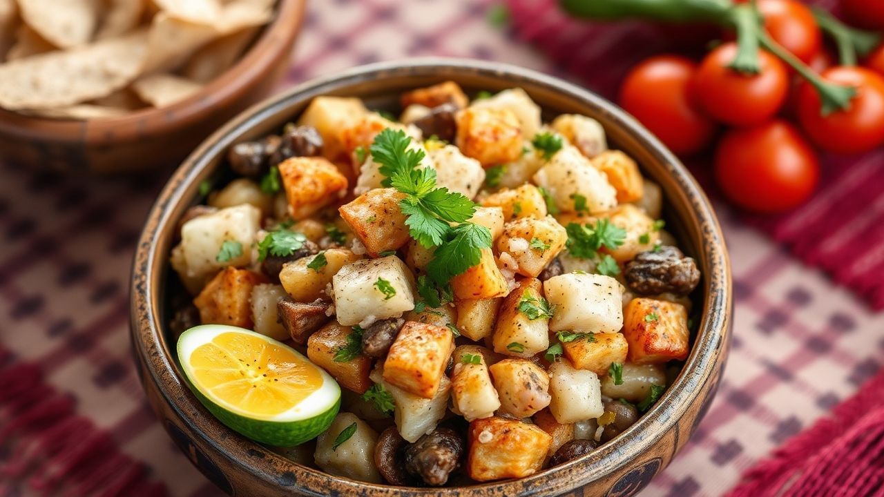 Vibrant Zaalouk, a flavorful Moroccan eggplant salad, ready to be enjoyed.