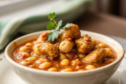 Rich West African peanut stew in a bowl, a culinary passport.