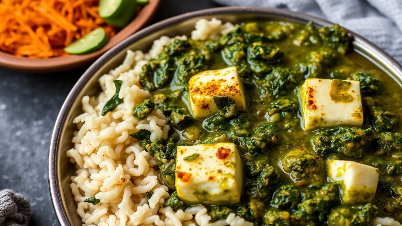 Vibrant Palak Paneer, a soul-warming Indian spinach and cheese curry.