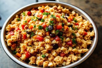 Hearty Koshari, Egypt's humble national dish, piled high.